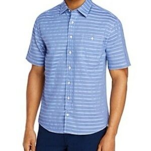 Johnnie-O HANGIN’ OUT stripe short sleeve button down blue marlin large